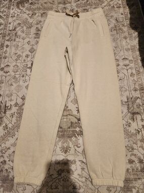Calvin Klein Cream Drawstring Jogger Pants